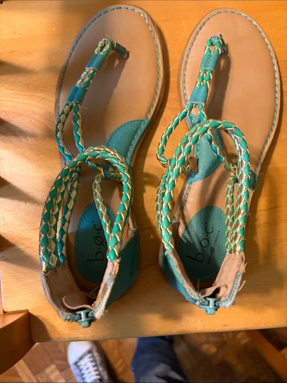 b.o.c. Women's Teal Braided Ankle-Strap Sandals